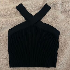 Babaton Black Cross-Strap Tank Top